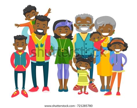 Happy Extended African Smiling Family Old Stock Vector (Royalty Free) 721285780