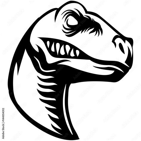 Scary Raptor Head Clipart Black And White Stock Vector Adobe Stock