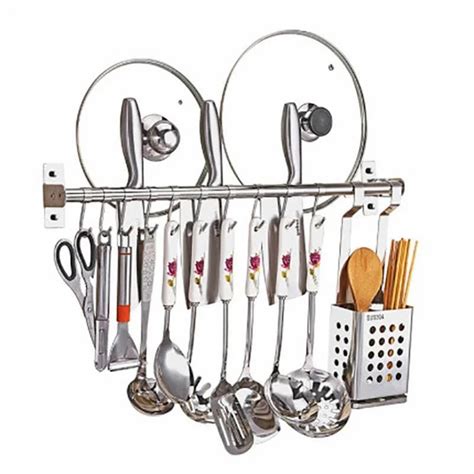 Silver Pipe Pot Rack Wall Mounted Pots And Pans Hanging Organizer Pot