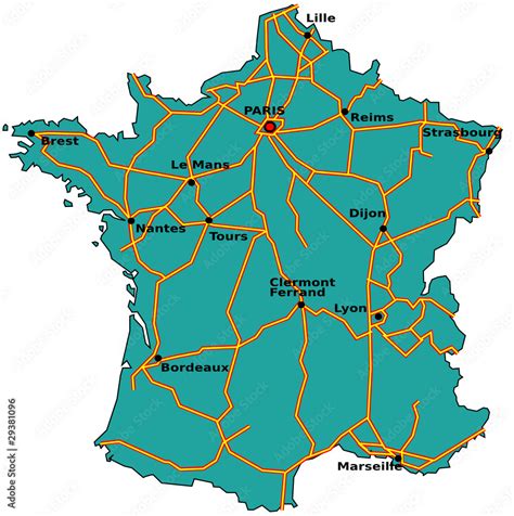 carte des autoroutes de france stock vector adobe stock