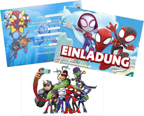 12x Spiderman Einladungskarten Spiderman Einladungskarten