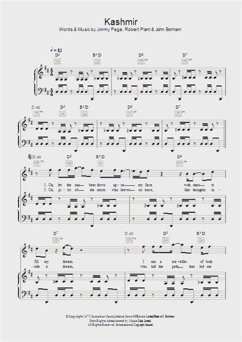 Kashmir Piano Sheet Music Onlinepianist