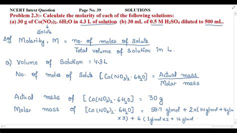 Calculate The Molarity Of Each Of The Following Solutions A 30 G Of