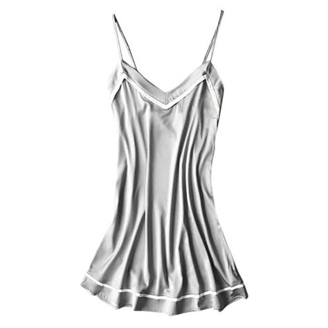 Nouvelles Femmes Satin Teddy Lingerie Sexy Deep V One Piece Chemise De Nuit Sous V Tements