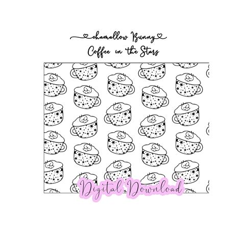 Chamallow Bunny, Coffee in the Stars - Digital Paper |printable vellum