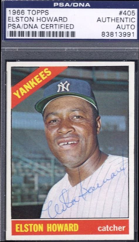 1966 Topps Elston Howard autograph Elston Howard, Mickey Mantle ...