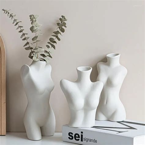 Wall Pocket Vases Ceramic Woman Naked Wall Pocket Vase Decoration Girls Flower Ornaments Nordic