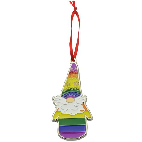 Gay Pride Flag Gnome Metal Christmas Ornament Etsy