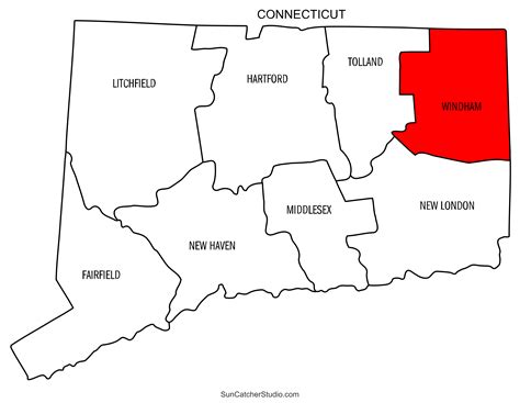 Connecticut County Map Printable Connecticut Litchfield County Vector