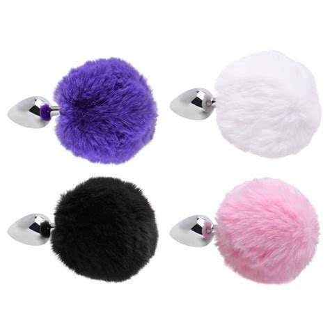 Plug Anal Inox Pompom Branco Sexy Import