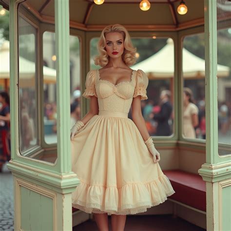 Cute Blonde Model In Vintage Booth Stable Diffusion Online