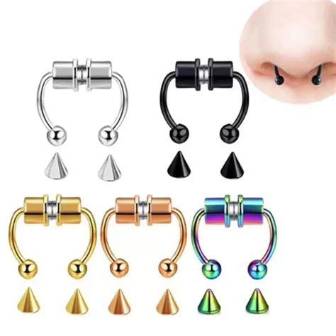 stainless steel magnet nose ring horseshoe ring nose clip  pierced