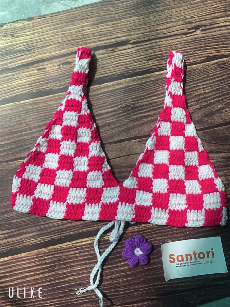 Áo Tắm Bikini Len Đan Móc Thủ Công Santori