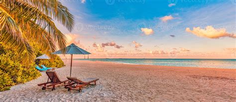 Beautiful panoramic nature. Tropical beach sunset as summer island