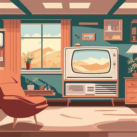 Ilustraci N Decoraci N De La Sala De Televisi N Vector Premium