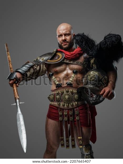 Shot Serious Roman Gladiator Naked Torso Stock Photo 2207665407 Shutterstock