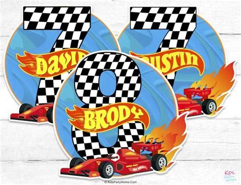 Decoraciones de Feliz Cumpleaños Centro de Mesa de Carros Etsy España Hot wheels birthday