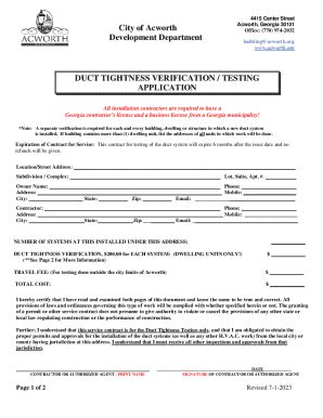 Fillable Online Duct Tightness Verification Testing Application Fax