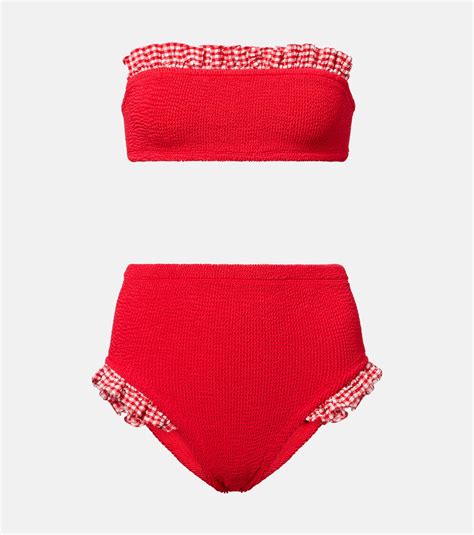 Peggy Gingham Bikini In Black Hunza G Mytheresa