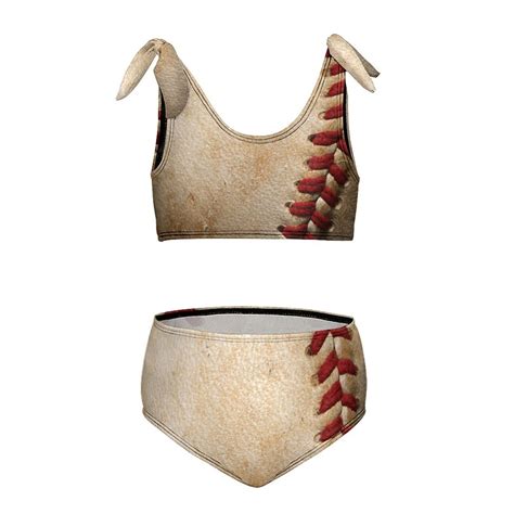 Baseball Background Girl S 2 Piece Bikini Set Beach Sport Swimsuit Swimwear 12 14Y170cm
