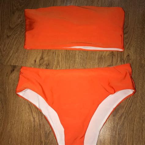 Bikjni Orange Bandeau Bikini Please Use Size Depop