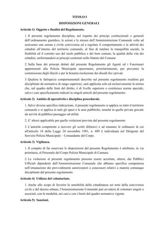 Regolamento Di Polizia Urbana PDF