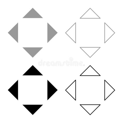 Four Arrows Pointing From The Center Symbol Location Set Icon Grey