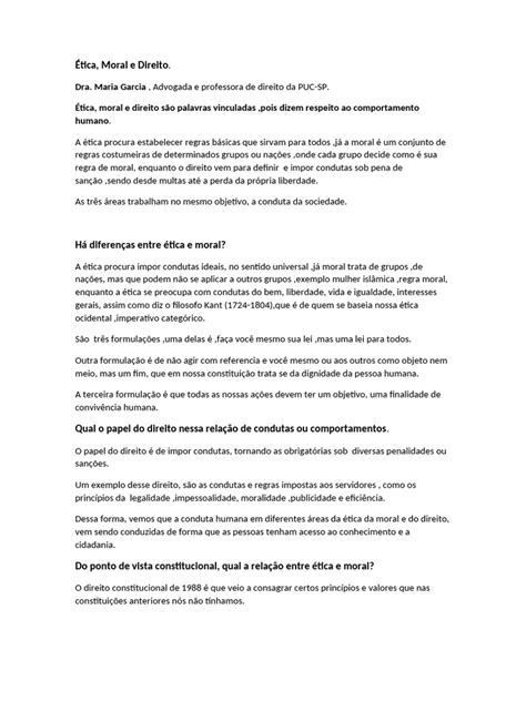 Etica E Moral Pdf - Ética, Moral e Direito (Jaq) | PDF
