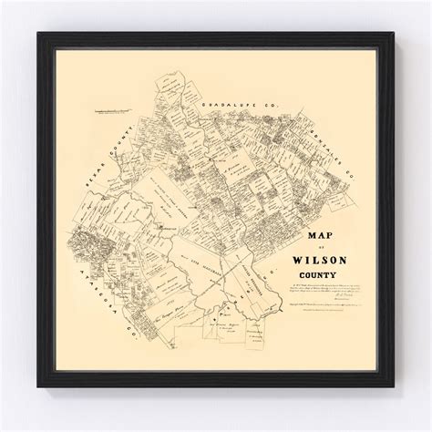 Wilson County Texas Map 1879 Old Map of Wilson County Texas Art Vintage ...