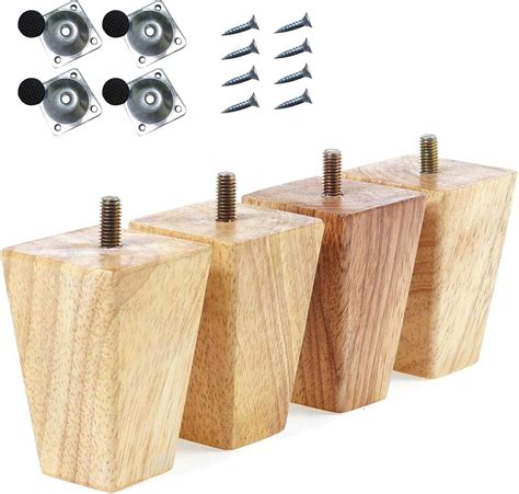 GOYADA Lot de 8 Pieds de Canapé Bois Massif de 15 CM Pieds de Meuble