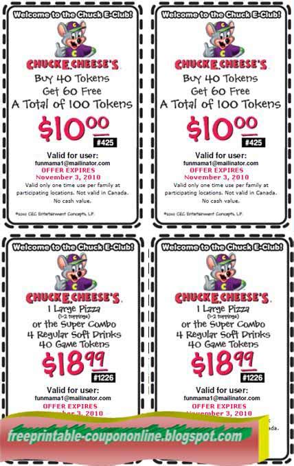 Printable Coupons 2021: Chuck E Cheese Coupons