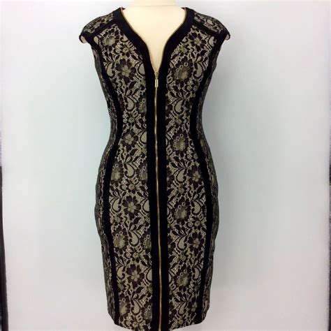 Jax Lace & Gold Metallic, Zipper Front Dress - Gem