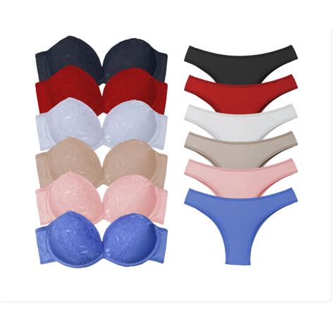 Conjunto de Calcinha Tanga e Sutiã Aro Bojo Microfibra Shopee Brasil