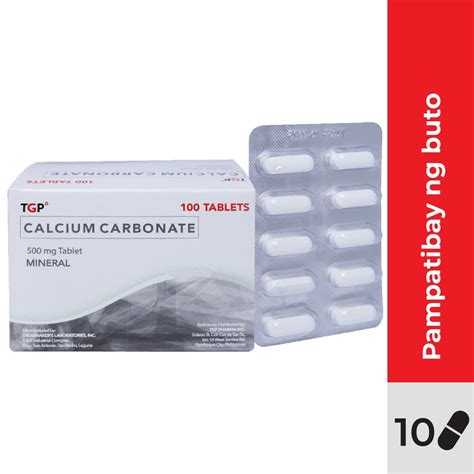 Tgp Calcium Carbonate 500mg Tablet 10 Pcspack Shopee Philippines