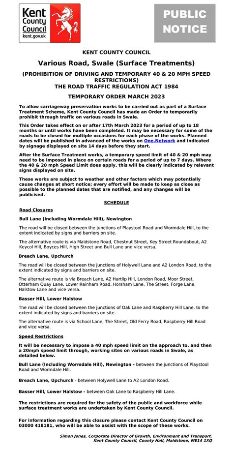 Notice Board | Upchurch Matters Local News Archive: UPDATE: Temporary