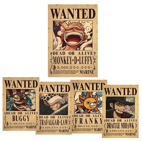 One Piece Luffy 3 Billion Bounty Wanted Posters Four Emperors Kid