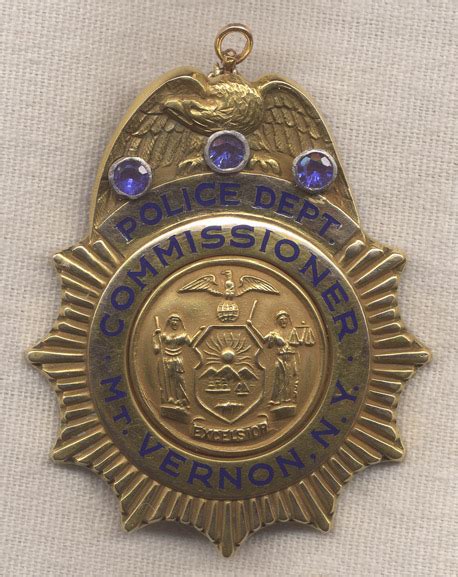 Named 14K 1964 Mount Vernon, New York Police Commissioner Badge (George ...