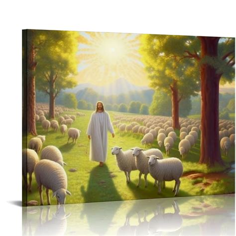 Nawypu Jesus Christ Shepherd Canvas Wall Art Print Poster Picture