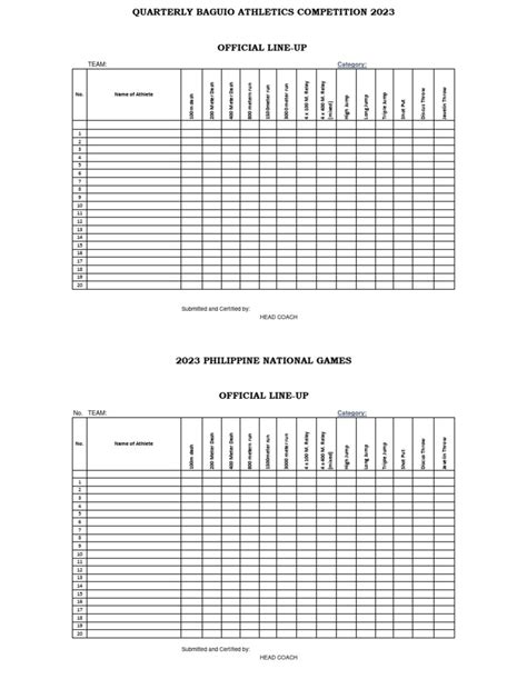 entry form  track  field sports competitions