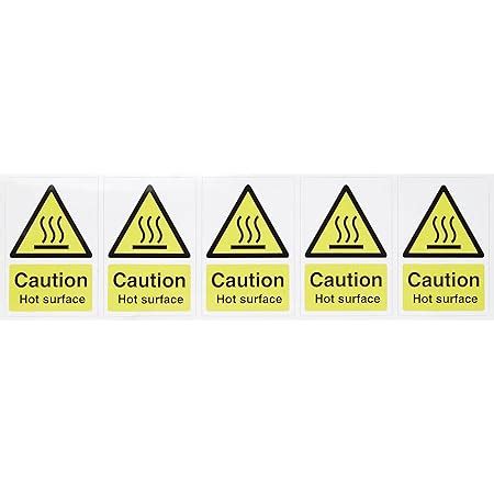 Caution Hot Water Safety Stickers Sign 12 Pack Self Adhesive 65mm Diameter Vinyl Signs