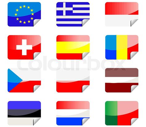 Glossy stickers with national flags isolated on white | Stock vector ...