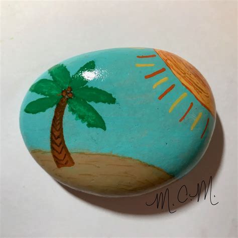 Beach Scene Painted Rock Painted Rocks Beach Scene Painting Stone