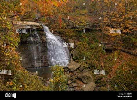 Waterfall In A Forest Akron Ohio Usa Stock Photo Alamy