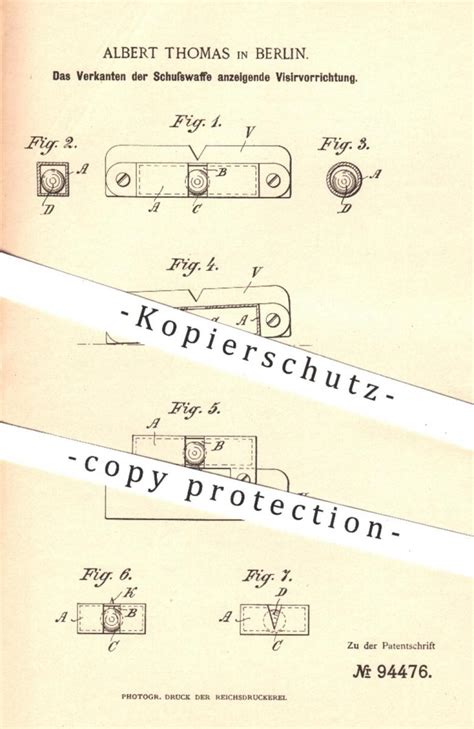 Original Patent Albert Thomas Berlin 1897 Visier An