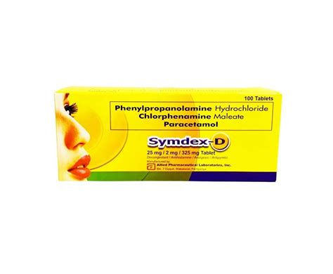 Symdex D Phenylpropanolamine Hydrochloride Chlorphenamine Maleate Paracetamol 25mg 2mg 325mg