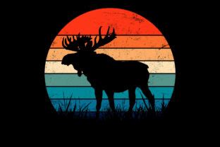 Moose Silhouette Retro Sunset Vintage Graphic By Topstar Creative Fabrica