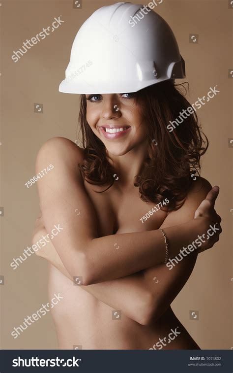 Nude Female Model Wearing Construction Hard Stock Photo 1074802 Shutterstock