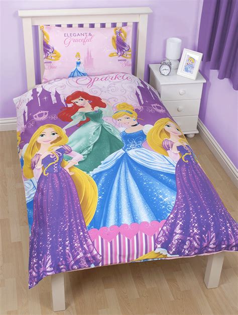 Disney Princess Sparkle Single Duvet Cover Pillow Case Reversible