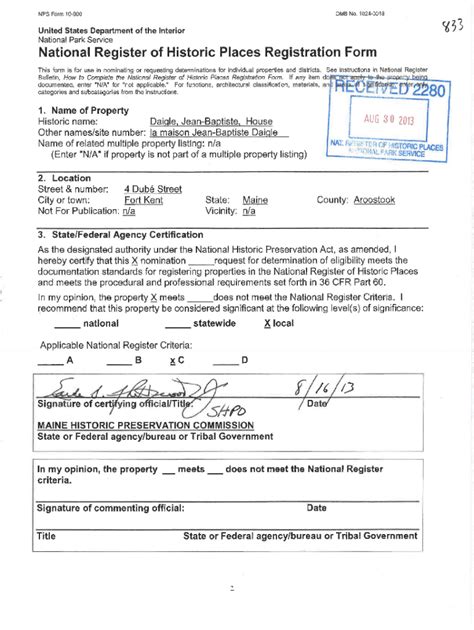 Fillable Online OMB No 1024 0018 NPS Form 10 900 United States