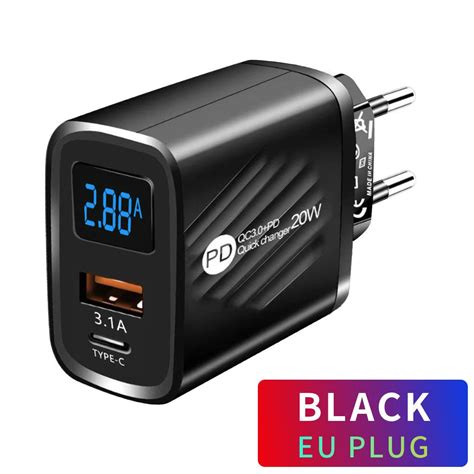 Купить QC3.0+PD USB+TYPE-C Зарядное устройство с цифровым дисплеем 5 В ...